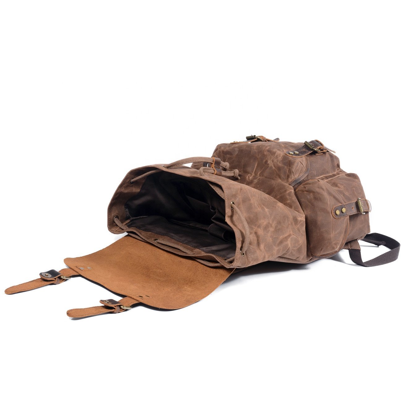 Waterproof Backpack Retro String Leather Bags Men Vintage Mochila Private Label Vintage Laptop Travel T6105Z Wax Canvas Softback
