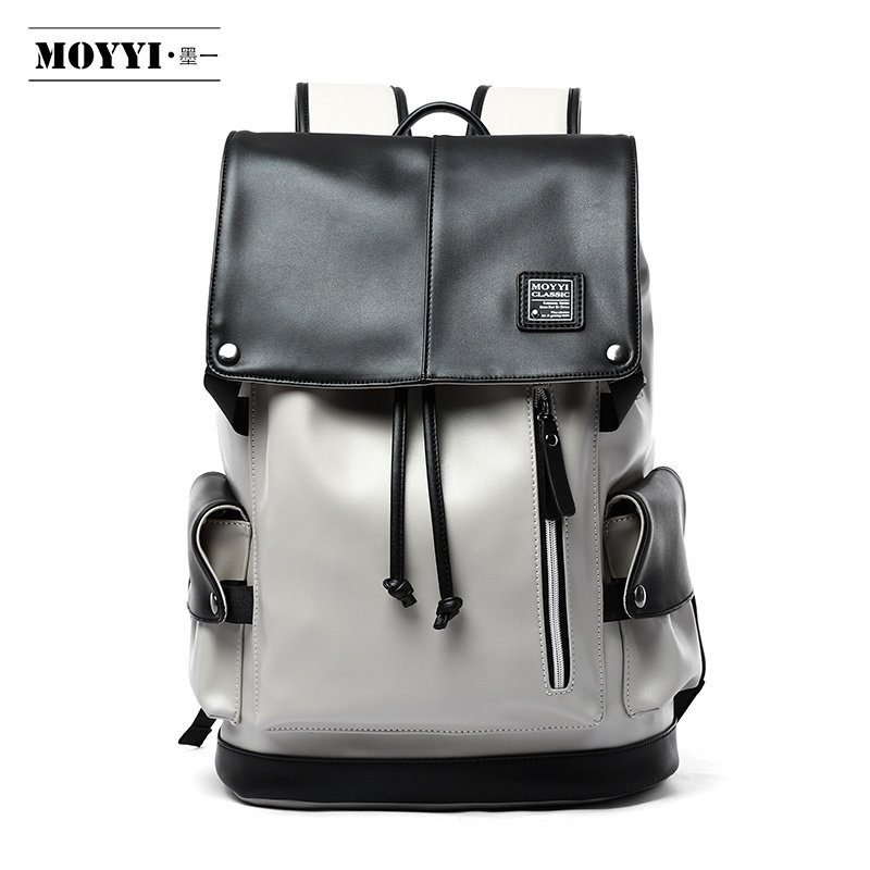 PU Leather Bags Men With USB Port Outdoor Leisure Backpack For Men Mochila Vegan Leather Backpack