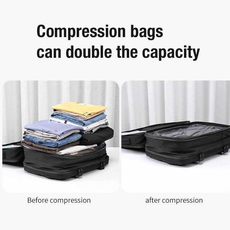 Large Capacity Custom Vacuum Compression Waterproof Laptop Backpack Men Business Style Strap USB Travel Essentials Backpacking