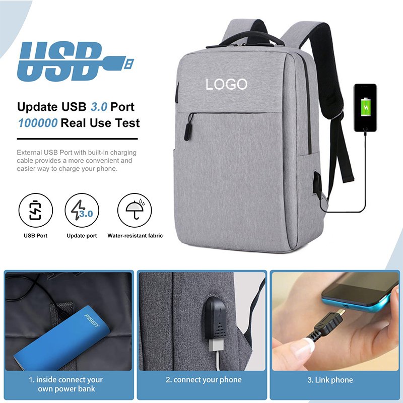 OEM Custom Logo High Quality USB Charging Port Smart Casual Sports School Travel Backpack bag Wholesale computer bag Laptop Bag