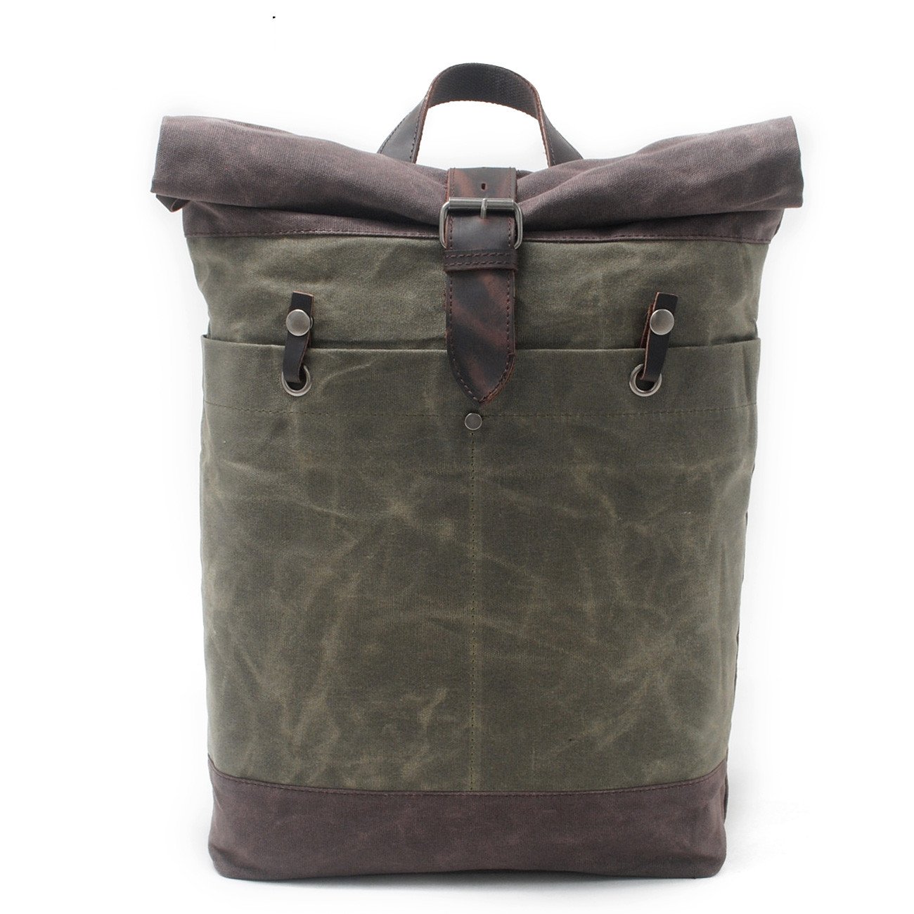 16950 Canvas Student School Bag Best Waterproof Canvas Laptop Backpack Roll Top Bag