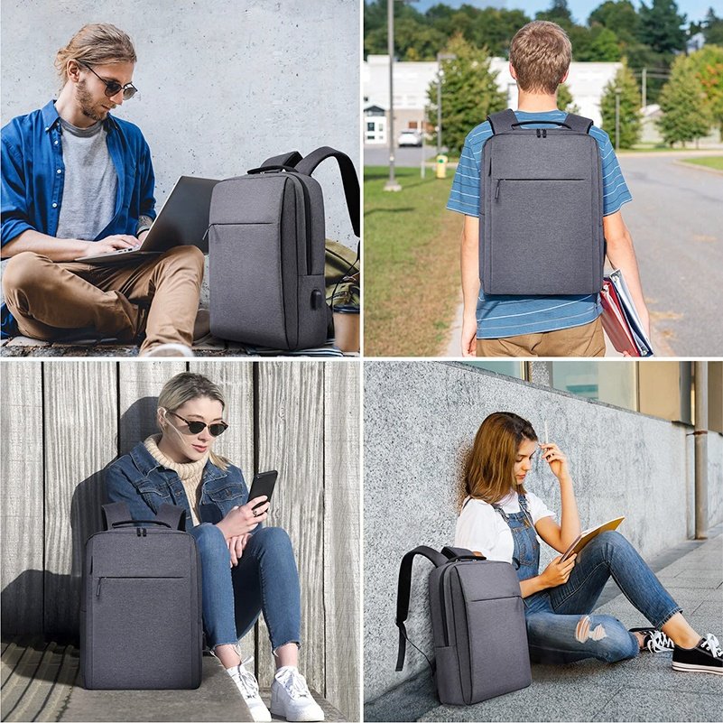Logo Custom Multifunctional Simple Business Style Travel bag Waterproof Oxford Leisure Computer Laptop Backpack Bag With USB
