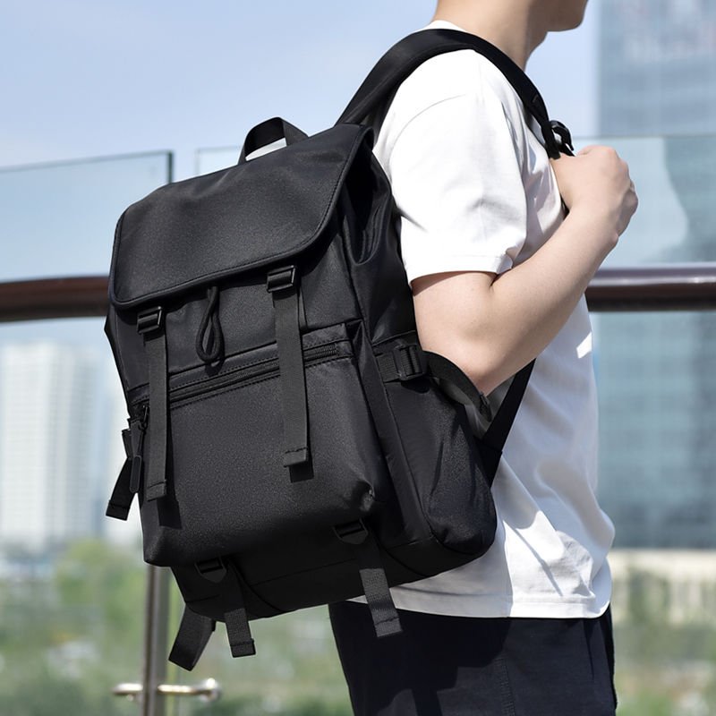 Large Capacity Leisure Vitality Backpack with Bag Cover Black Gray Blue for Outdoor Travel Hiking and Laptop Use