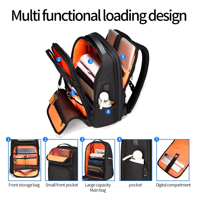 Large capacity travel backpack bag multifunctional men's business laptop backpack smart travel