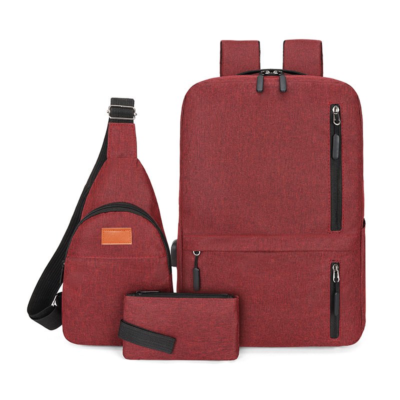 2024 New Factory Price Simplicity Laptop Backpacks 3 In 1 Waterproof Usb Computer Backpack Three Piece Set