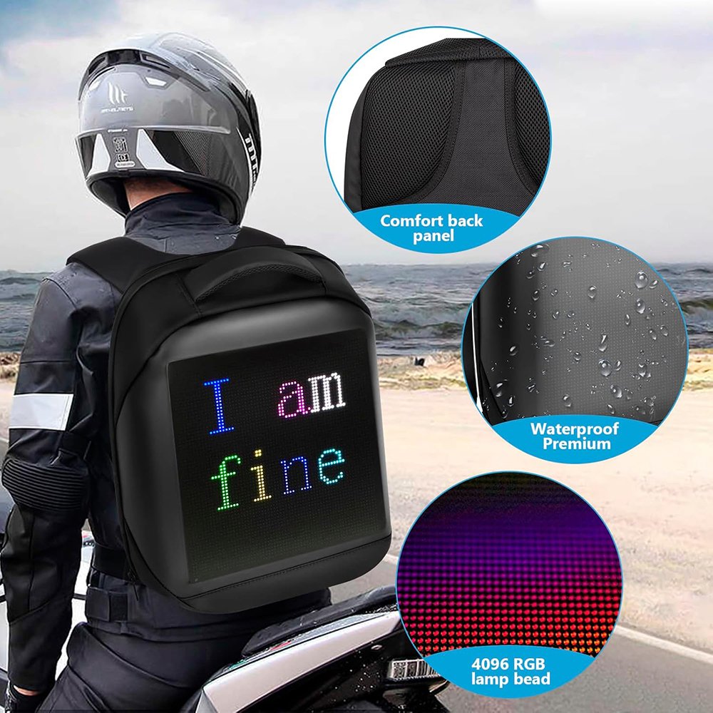 Led Backpack Multifunctional Waterproof LED Outdoor Backpack Fashion Laptop Backpack with Led Display DIY