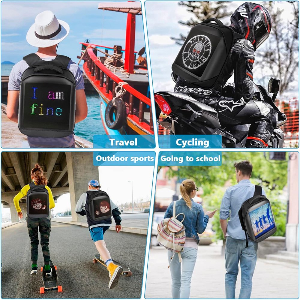 Led Backpack Multifunctional Waterproof LED Outdoor Backpack Fashion Laptop Backpack with Led Display DIY