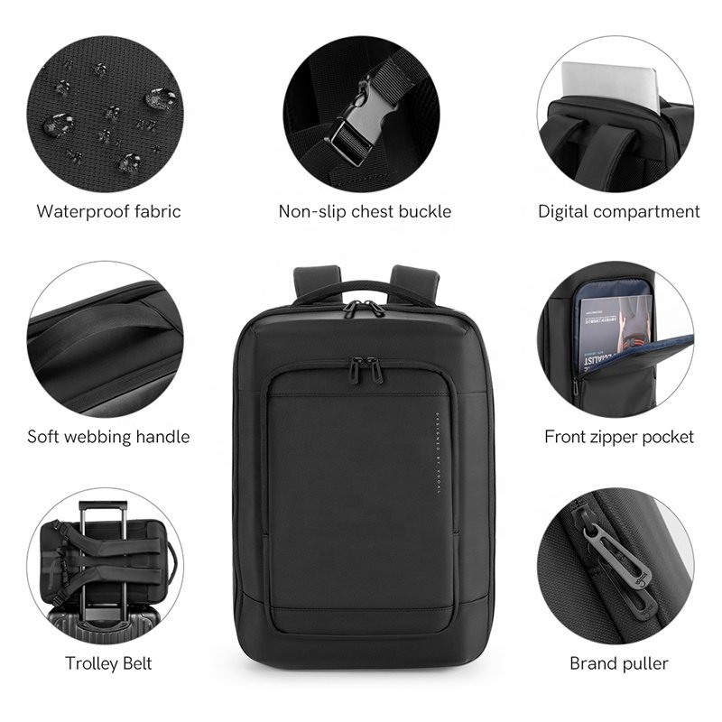 Kingsons travel backpack for men 15.6 inches flight approved carry on bag pack waterproof unisex travelling backpacks 28L black