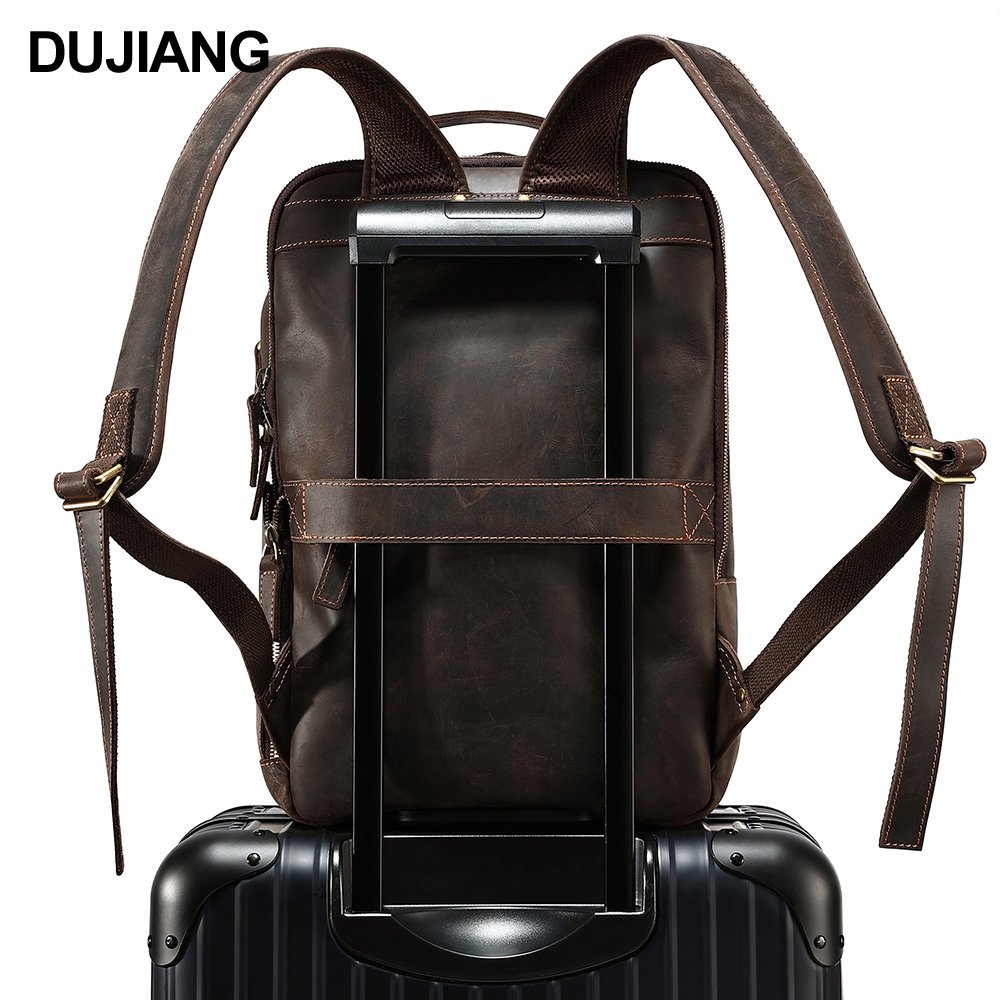 Fashion Custom logo leather business travelling Camping School backpack bags Daypack men laptop backpacks