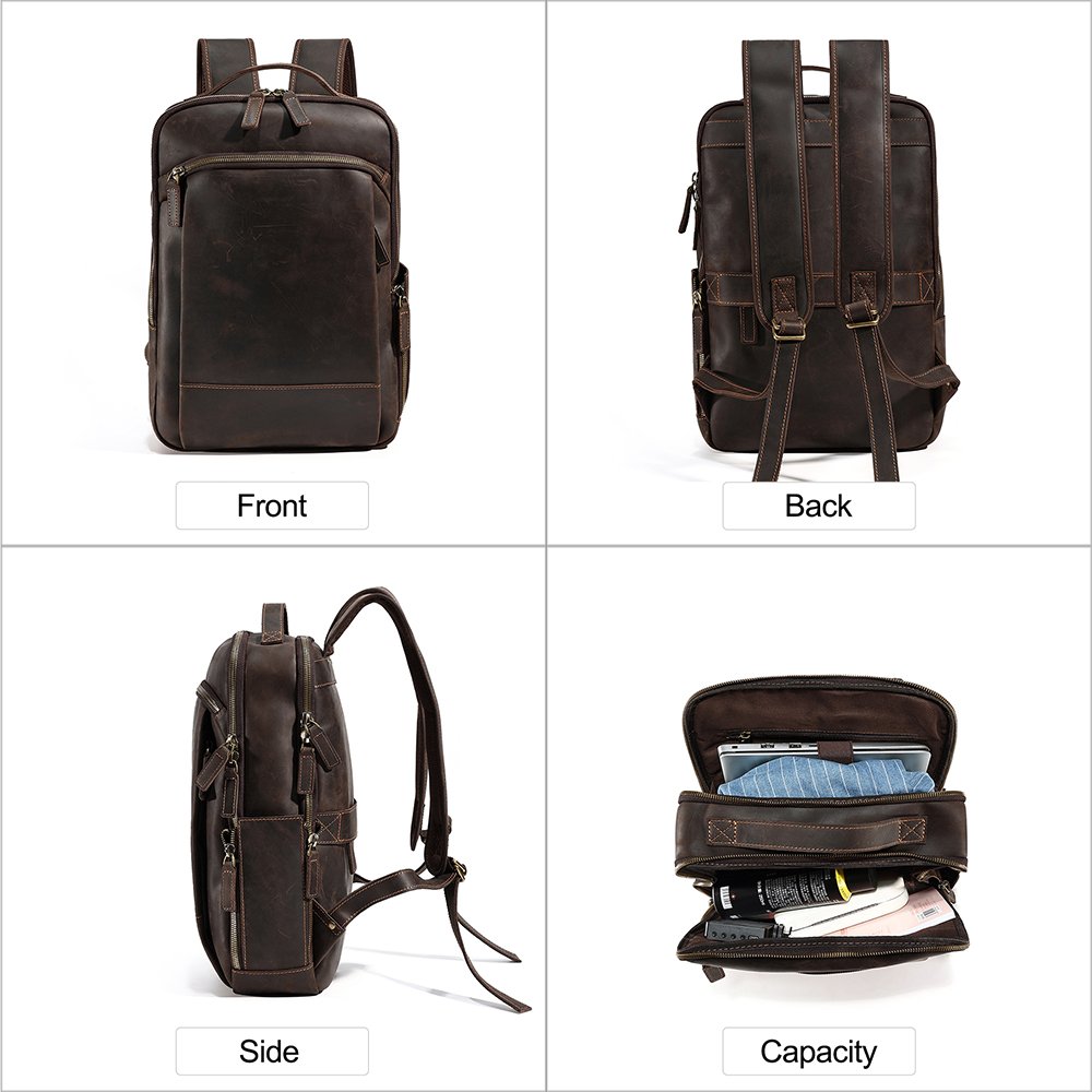 Fashion Custom logo leather business travelling Camping School backpack bags Daypack men laptop backpacks