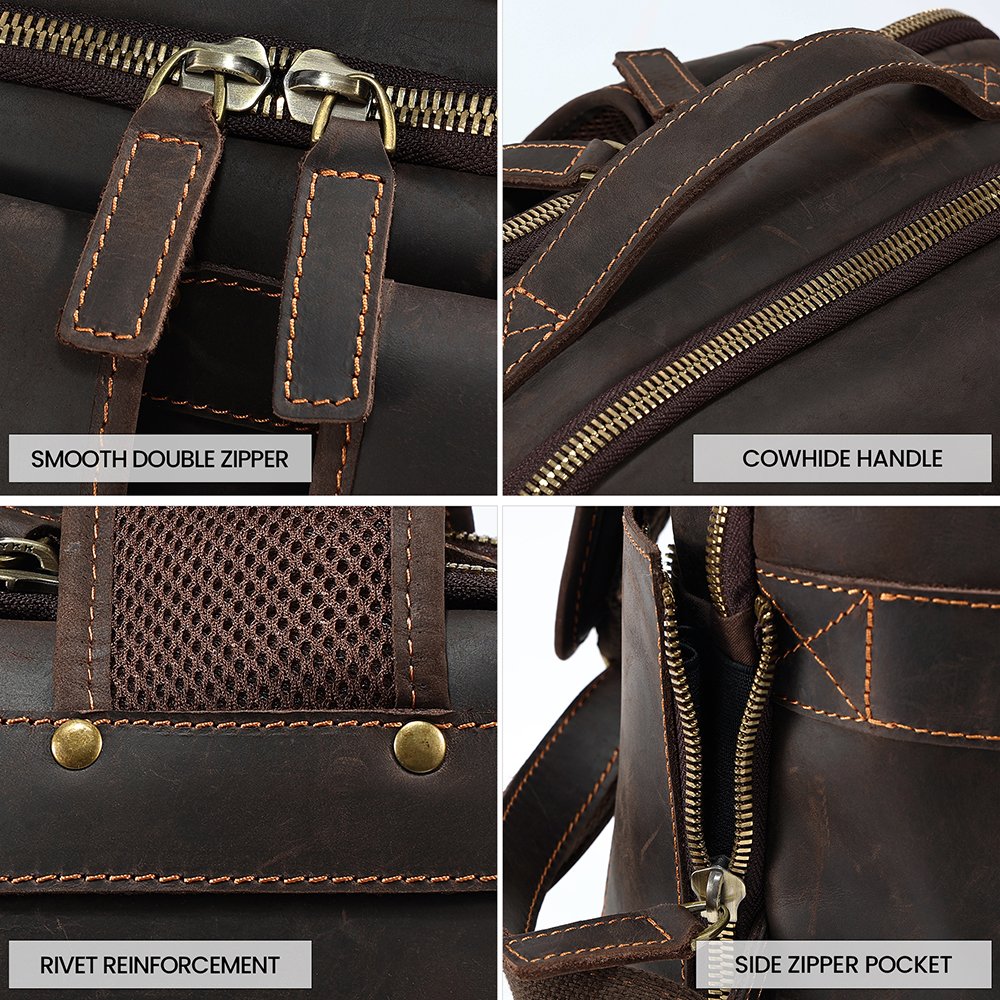 Fashion Custom logo leather business travelling Camping School backpack bags Daypack men laptop backpacks