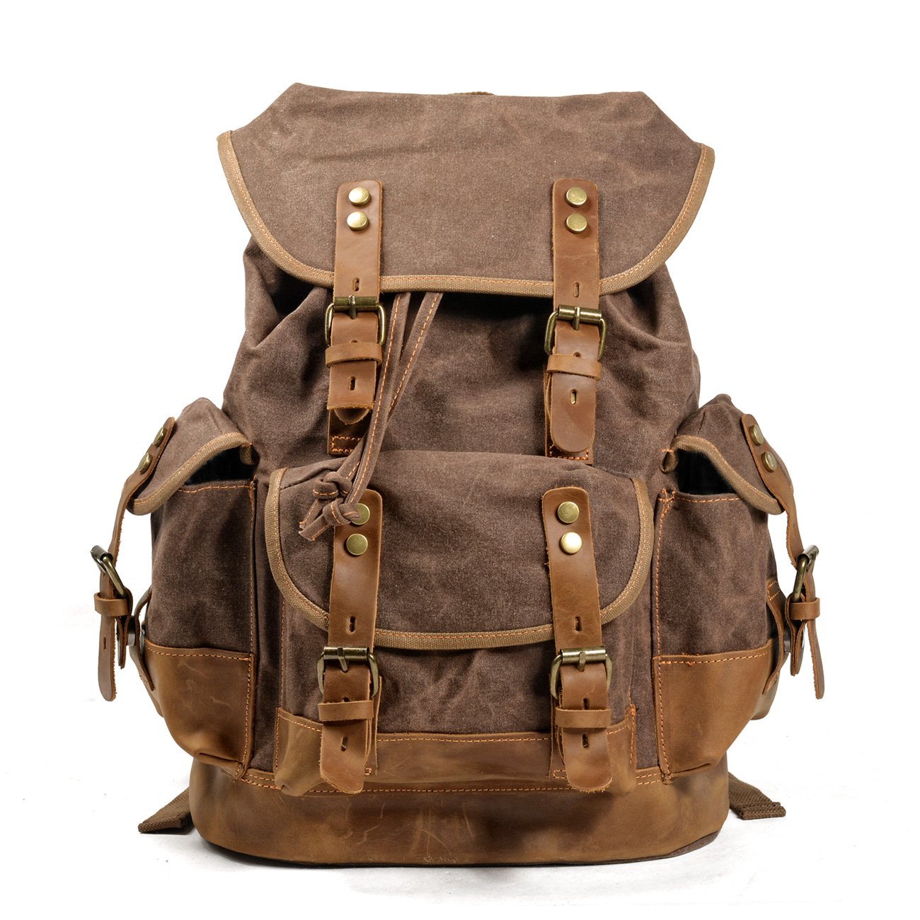 Large Capacity Leather Canvas Backpacks For Men School Bags Vintage Waterproof Daypack High Quality Laptop Backpack Bag