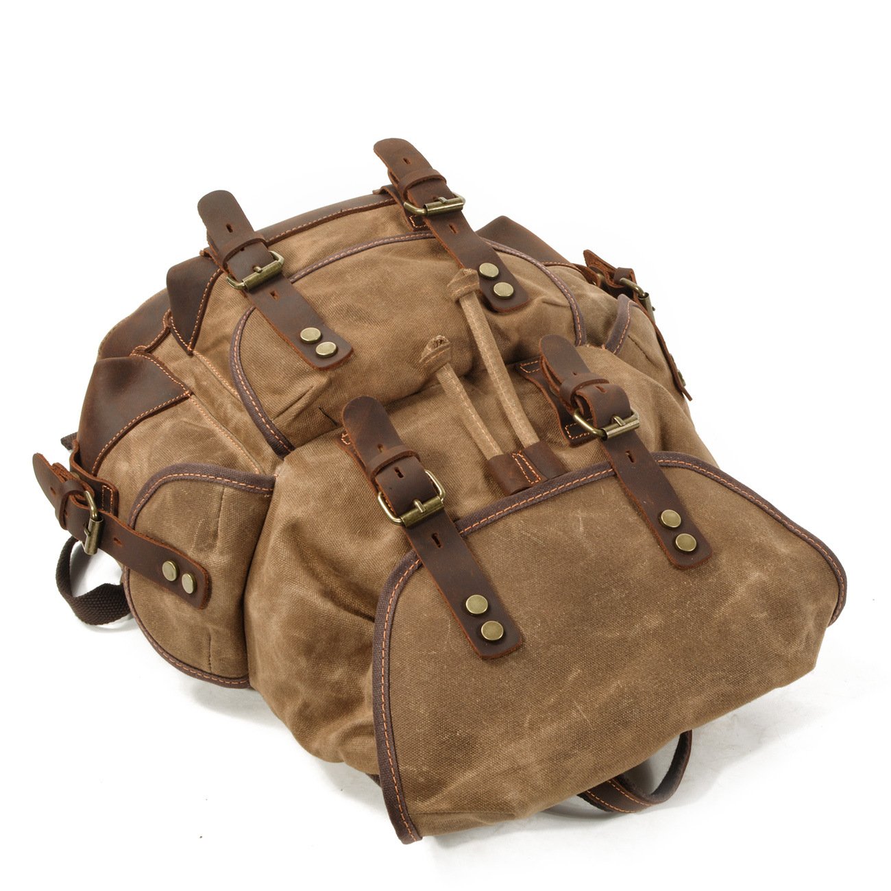 Large Capacity Leather Canvas Backpacks For Men School Bags Vintage Waterproof Daypack High Quality Laptop Backpack Bag