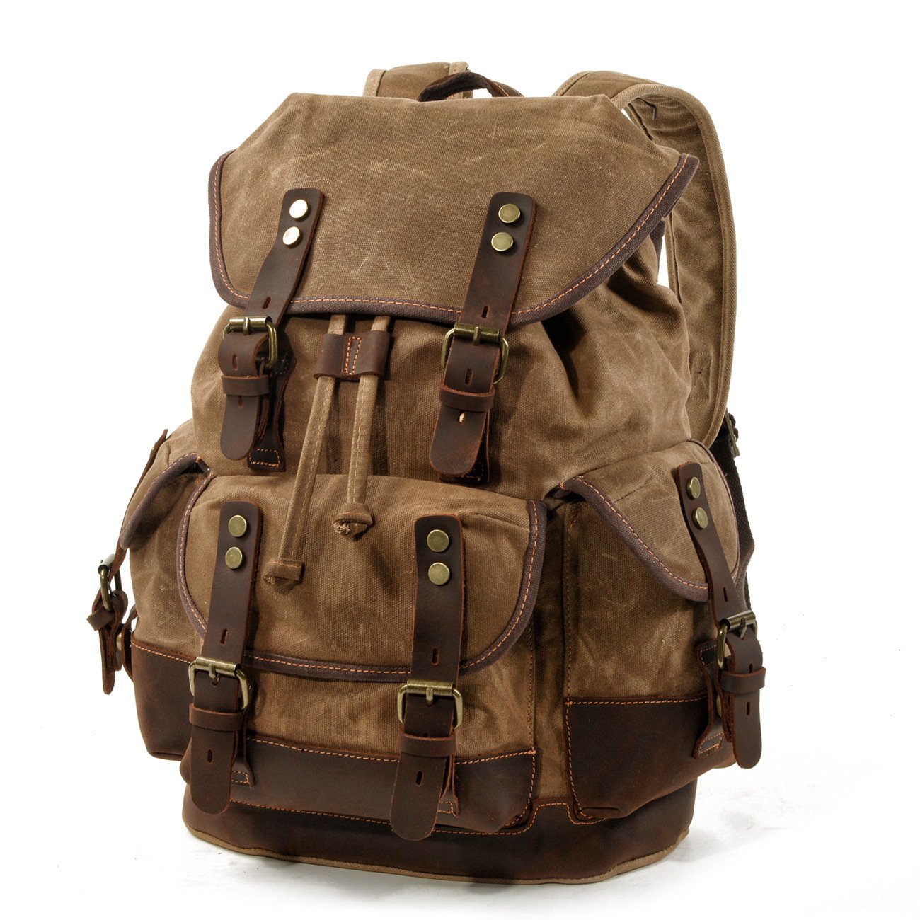 Large Capacity Leather Canvas Backpacks For Men School Bags Vintage Waterproof Daypack High Quality Laptop Backpack Bag