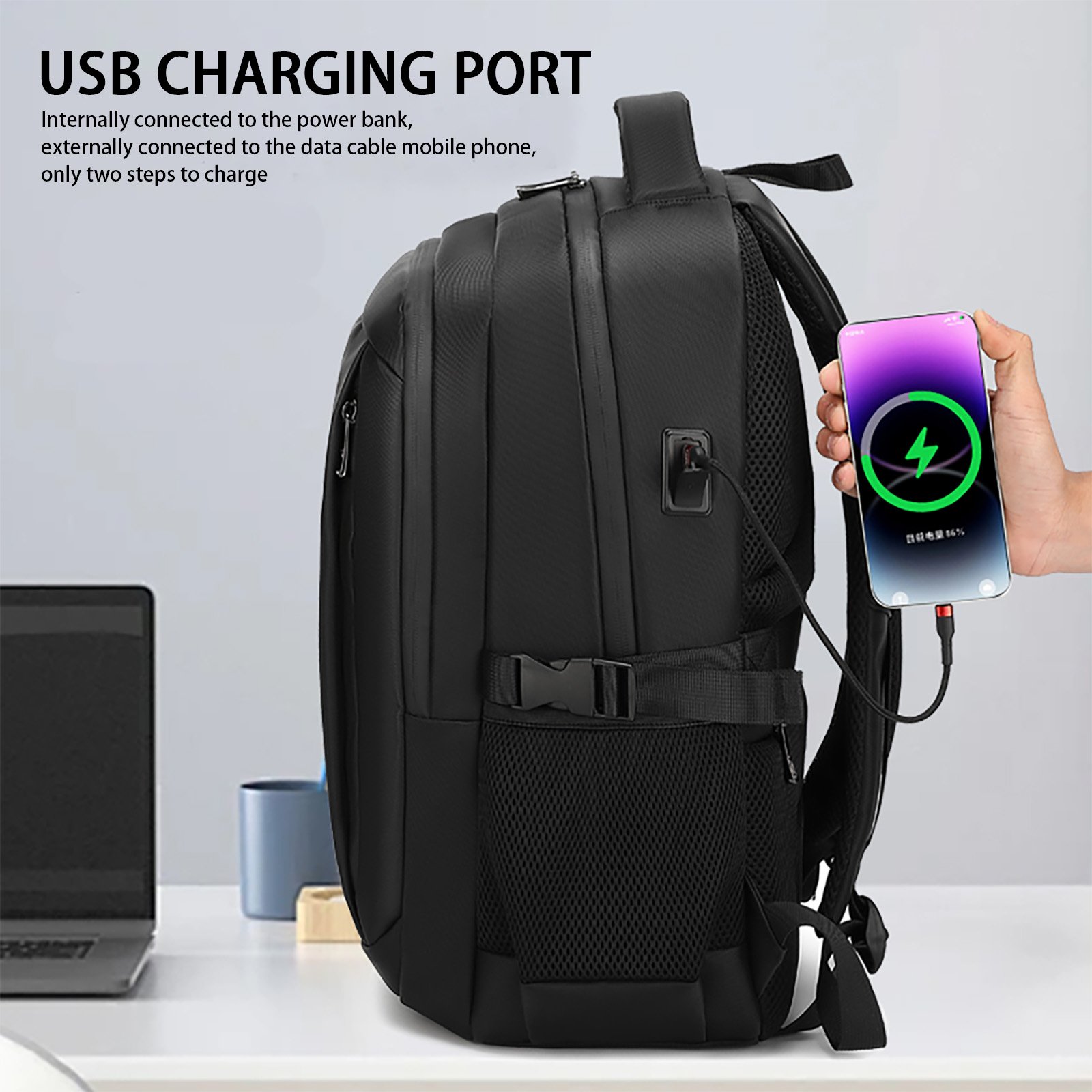 15.6inch Fashion Travel Bag Luggage Durable USB Port Business Computer Laptop Backpack Bags custom