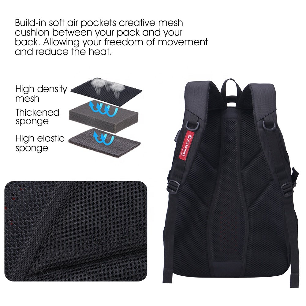 Aoking hot sale business travel new computer notebook school backpack waterproof laptop 3 compartment mens bagpack backpack