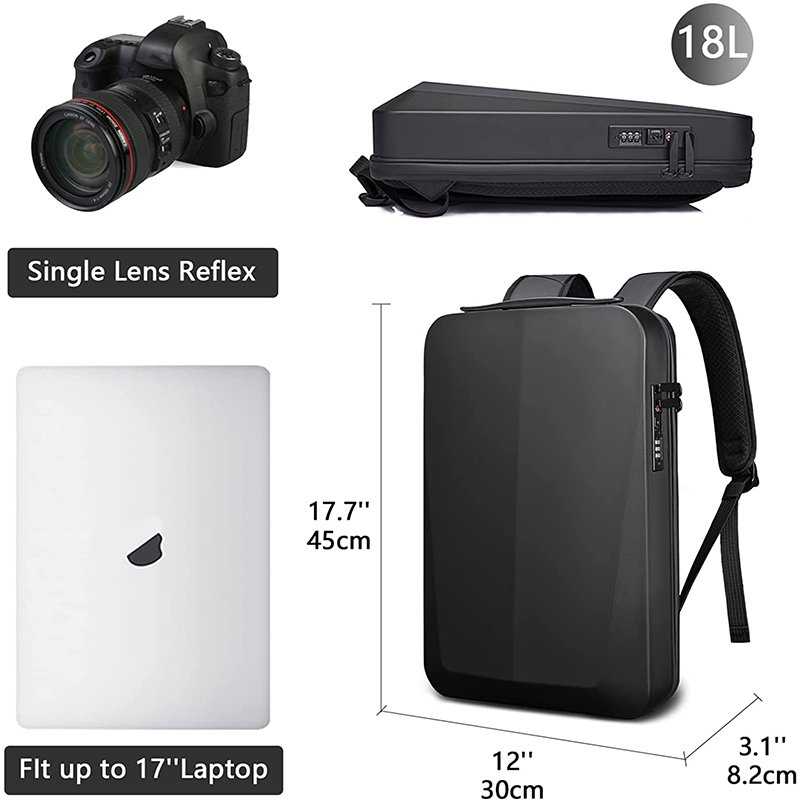 USB Fit Hard Shell Bag Waterproof Gaming Computer Backpack Casual Hard Shell Laptop Backpack for Men