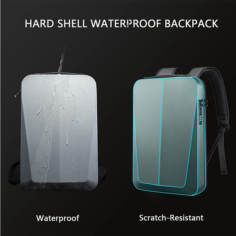 USB Fit Hard Shell Bag Waterproof Gaming Computer Backpack Casual Hard Shell Laptop Backpack for Men