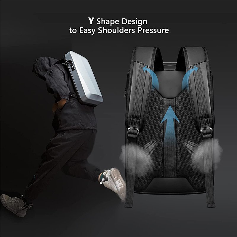 USB Fit Hard Shell Bag Waterproof Gaming Computer Backpack Casual Hard Shell Laptop Backpack for Men