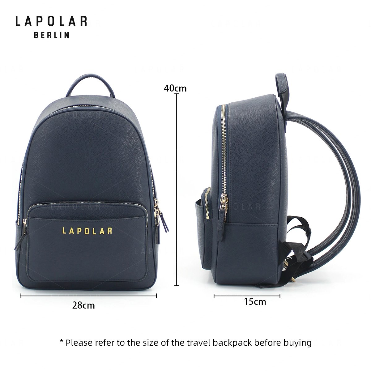 LAPOLAR Low Price Custom Black Leather School Backpack Fashion Women Book Bag Backpack For Ladies