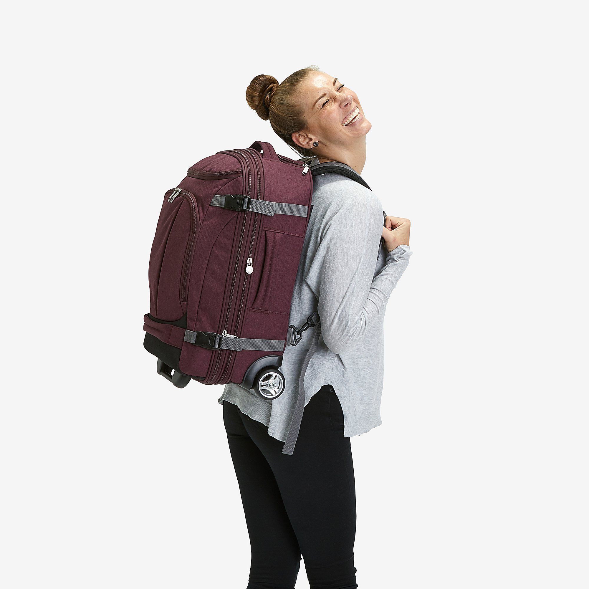 Custom Luggage Business Bag Wheeled Backpack Water Resistant Rolling Laptop Backpack for Travel Work College