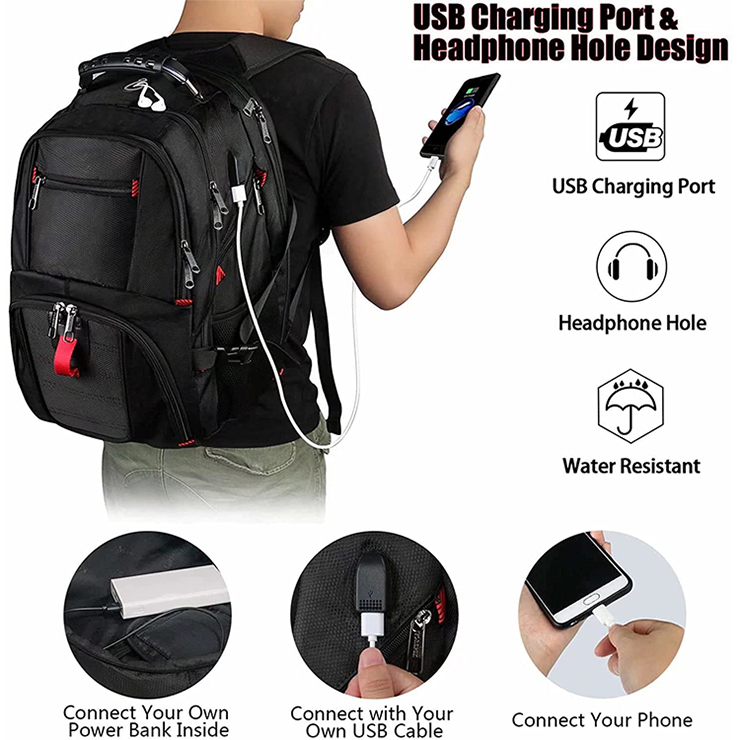 Factory OEM Sport School Bag Pack Custom Logo Hiking Camping Travel Casual Sport Laptop Backpack With USB