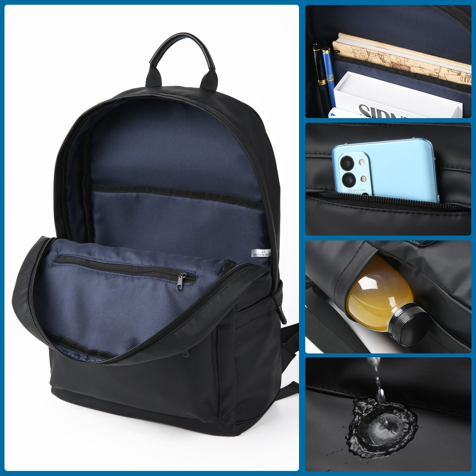 custom luxury usb charging Outdoor PU computer waterproof business oxford backpacks unisex men leather backpack for men laptop