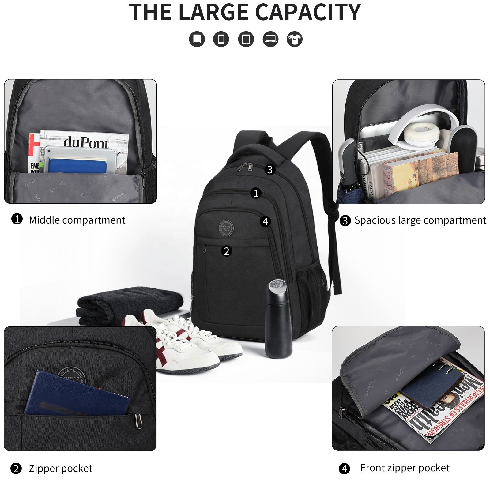 Aoking OEM high quality custom simple men casual sport bag school backpack teenager bags laptop backpacks schoolbags