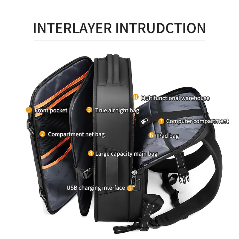 Unisex laptop backpack School Backpack Multifunction vacuum compression backpack Mochila de computadora portatil