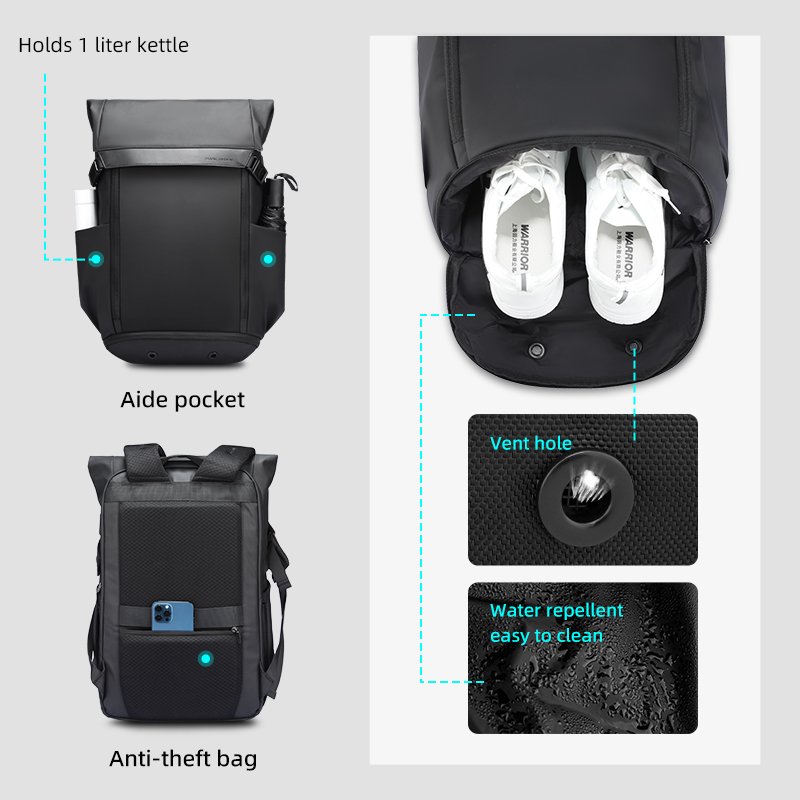 MARK RYDEN Factory wholesale custom waterproof travel backpack work office laptop backpack commuting shoulder bag MR2966-B