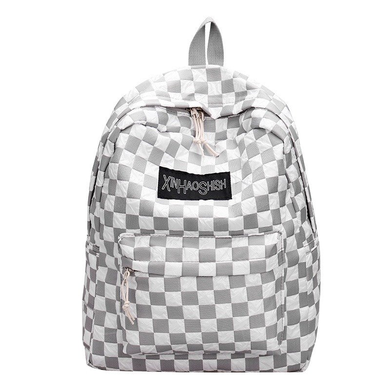 Large capacity laptop backpacks book bag junior high school college student Chessboard grid schoolbag bookbag school bags