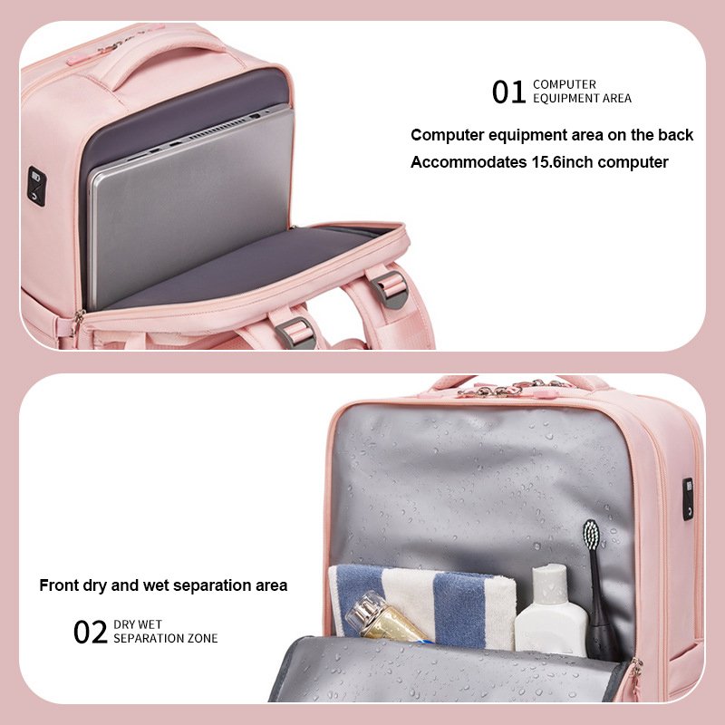 Short-distance travel backpack, multi-functional large capacity dry and wet separation backpack, waterproof computer backpack