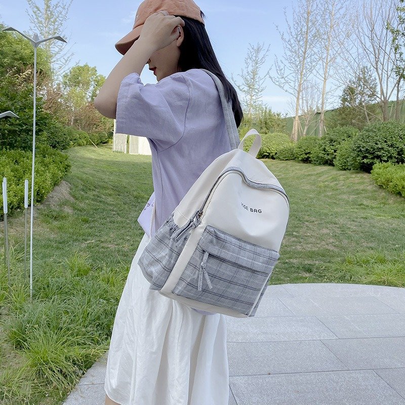 Large capacity travel laptop backpacks book bag junior high school college student chequer schoolbag bookbag school bags