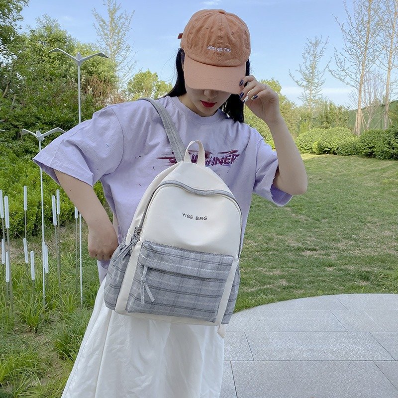 Large capacity travel laptop backpacks book bag junior high school college student chequer schoolbag bookbag school bags