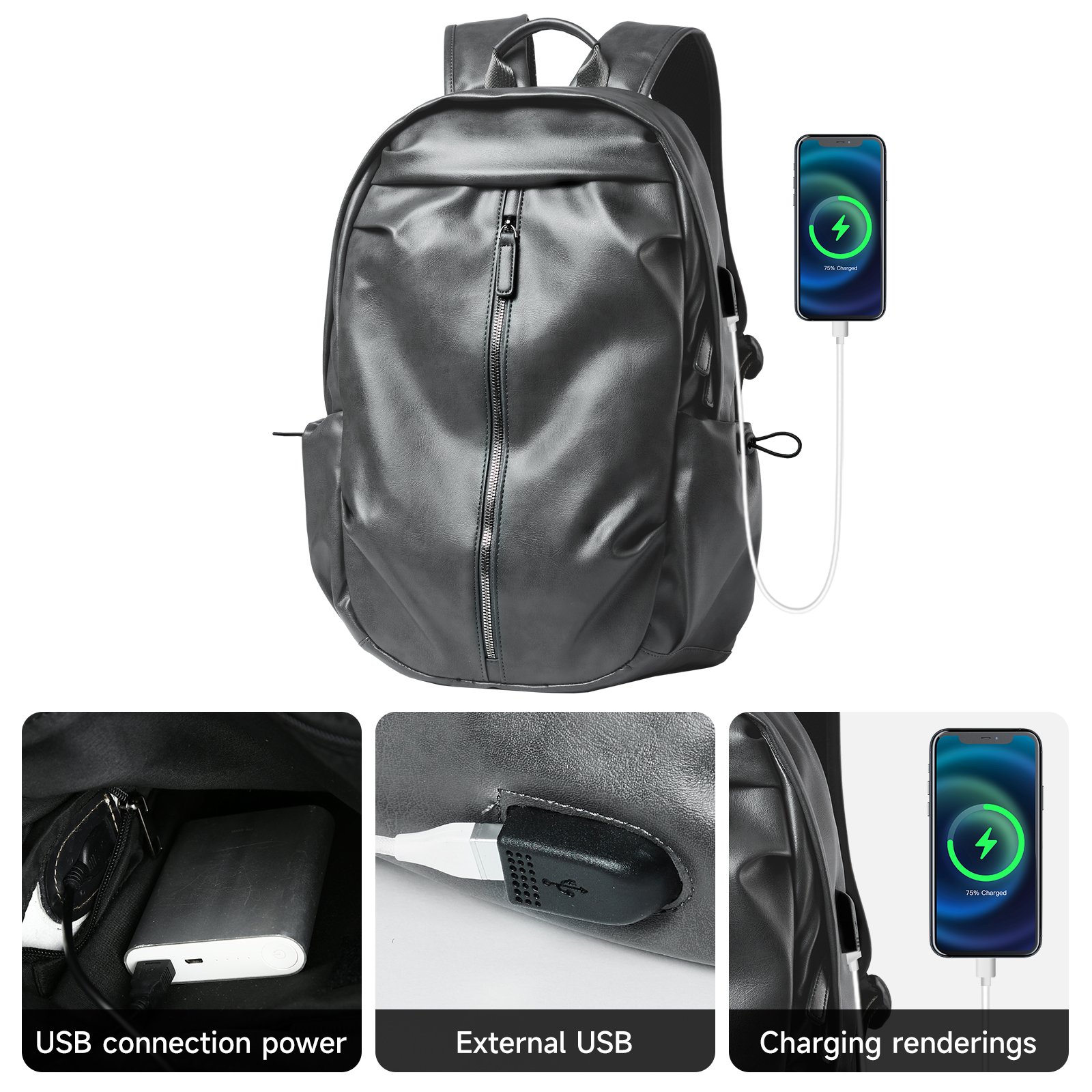 Vintage Leather Laptop Backpack For Men Large Waterproof School Casual Bookbag Work College Travel Leather Backpack