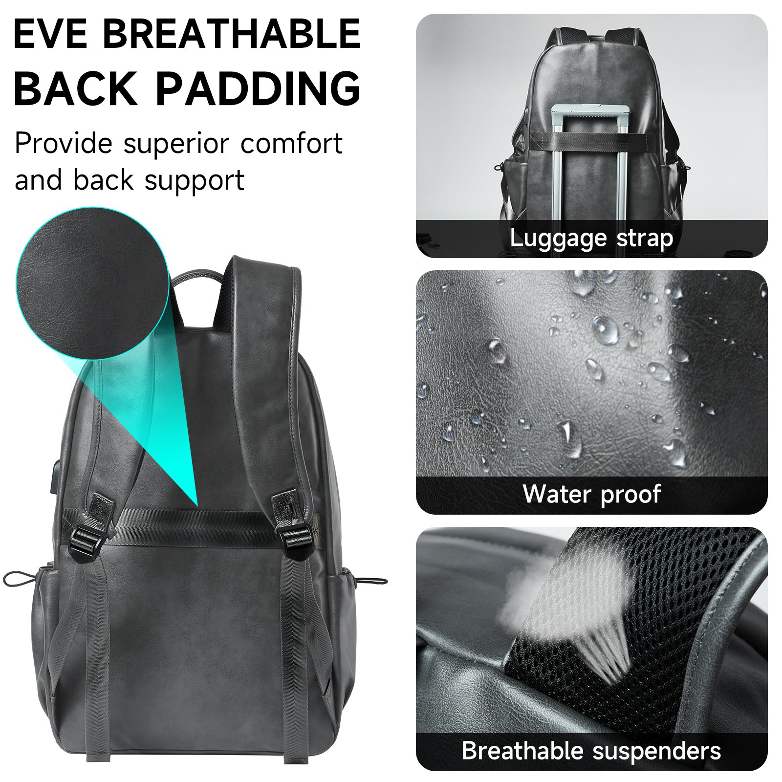 Vintage Leather Laptop Backpack For Men Large Waterproof School Casual Bookbag Work College Travel Leather Backpack