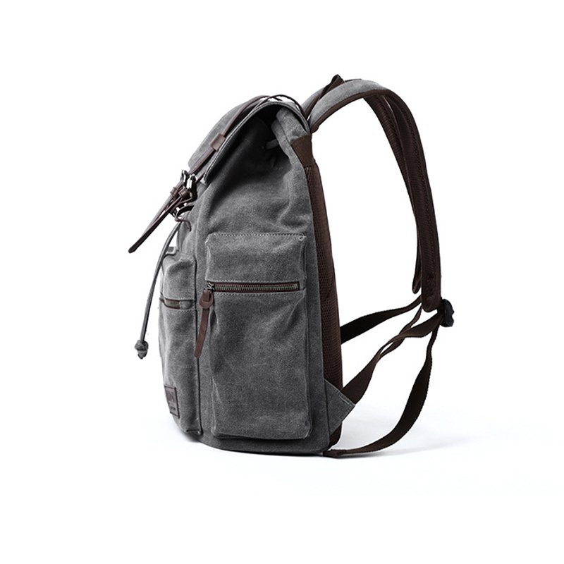 Hot sale men women leisure canvas backpack wear-resistant cotton outdoor bag large capacity daily backpack with fold cover