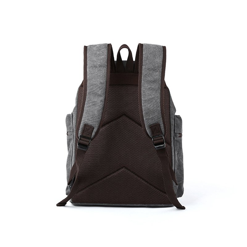 Hot sale men women leisure canvas backpack wear-resistant cotton outdoor bag large capacity daily backpack with fold cover