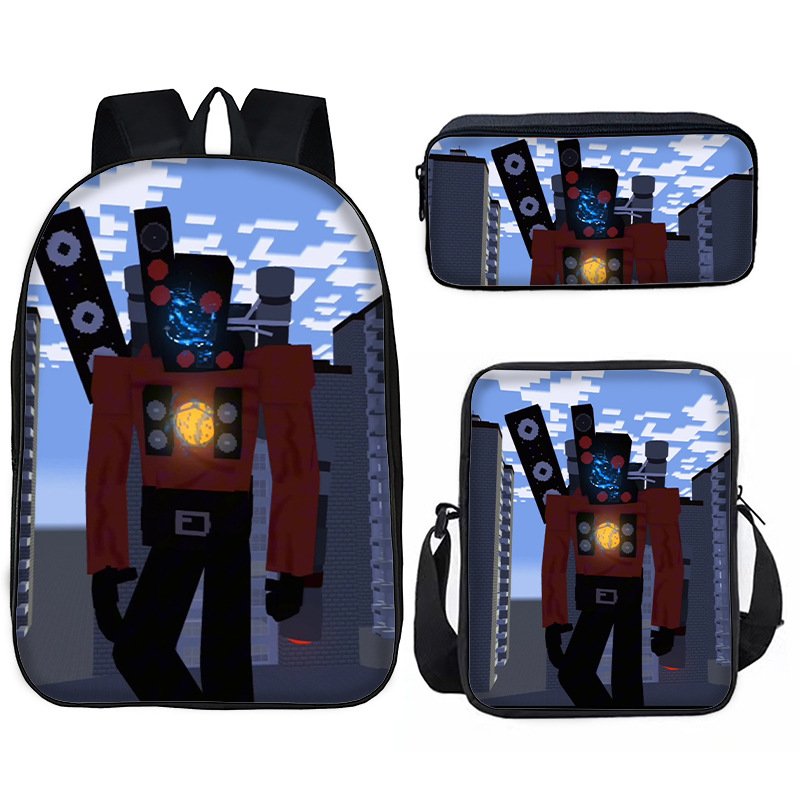 3pcs Set Waterproof Laptop Backpack with Cartoon Characters Kids School Bags Backpack with Lunch Bag