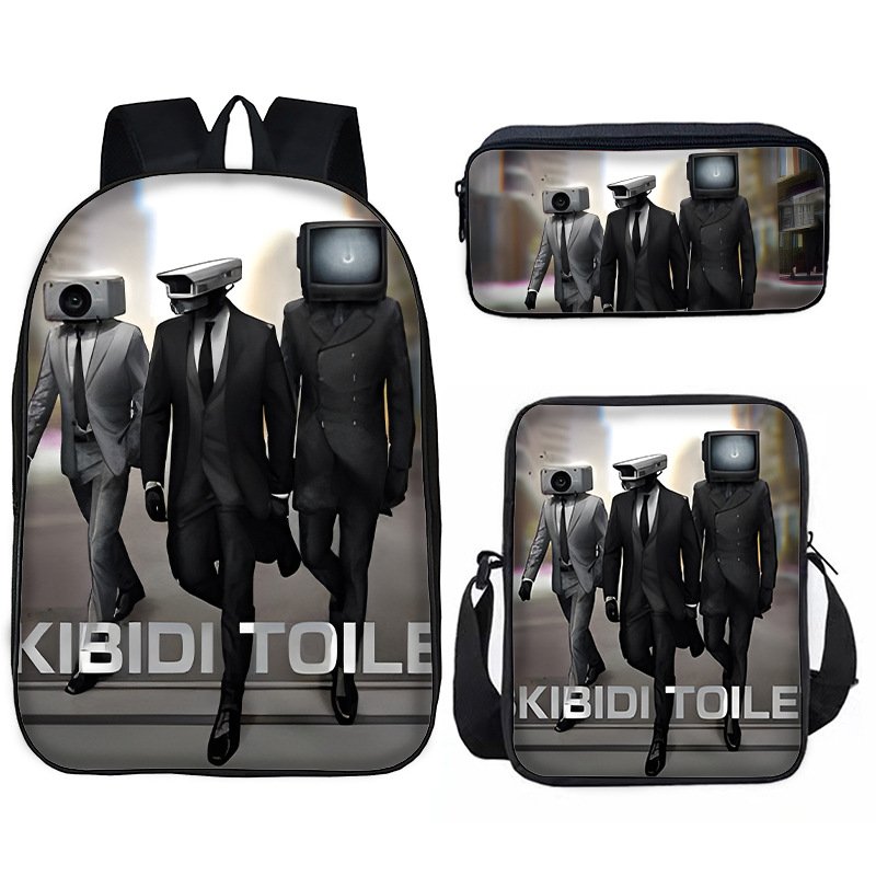 3pcs Set Waterproof Laptop Backpack with Cartoon Characters Kids School Bags Backpack with Lunch Bag