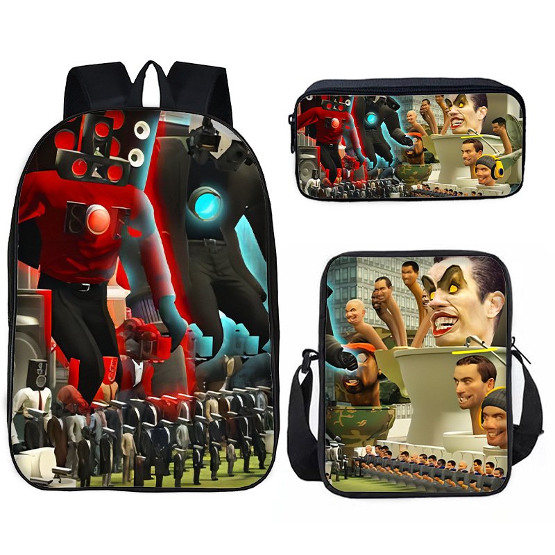 3pcs Set Waterproof Laptop Backpack with Cartoon Characters Kids School Bags Backpack with Lunch Bag
