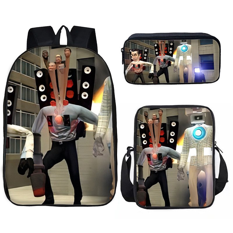 3pcs Set Waterproof Laptop Backpack with Cartoon Characters Kids School Bags Backpack with Lunch Bag