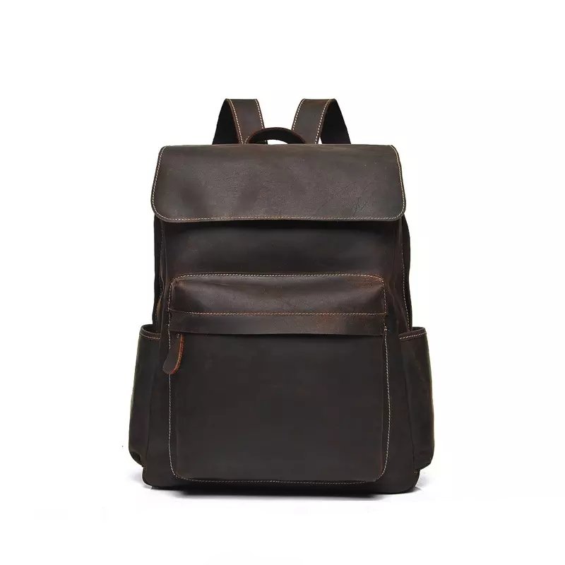2024 New Design Cowhide Women Vintage Camera Luxury Vegan Crazy Horse Custom Logo Laptop Men Genuine Leather Backpack