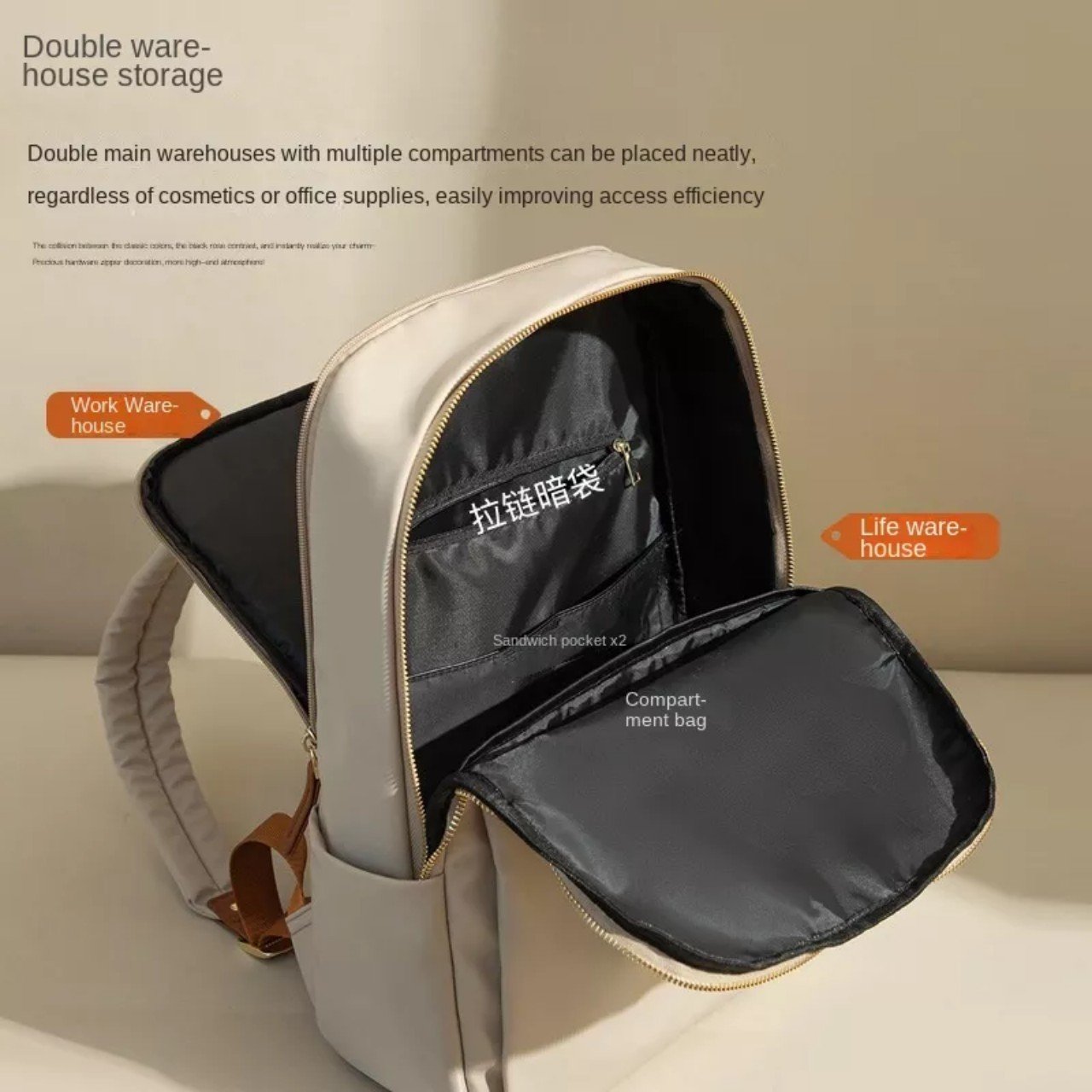 High Quality Waterproof Women's Casual Laptop Backpack with Many Compartments Customizable Size for Travel & School Use Unisex