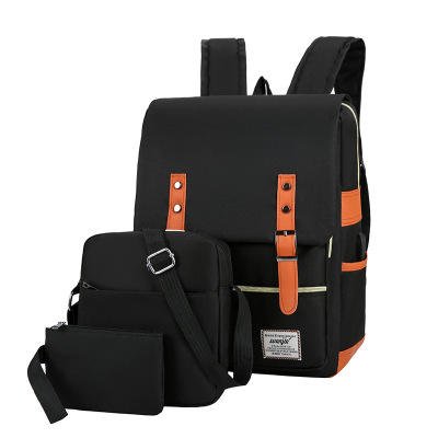 Hot Sale Durable Fashion Business School Bag Men Laptop USB Charging Blue 3pcs Set Backpack