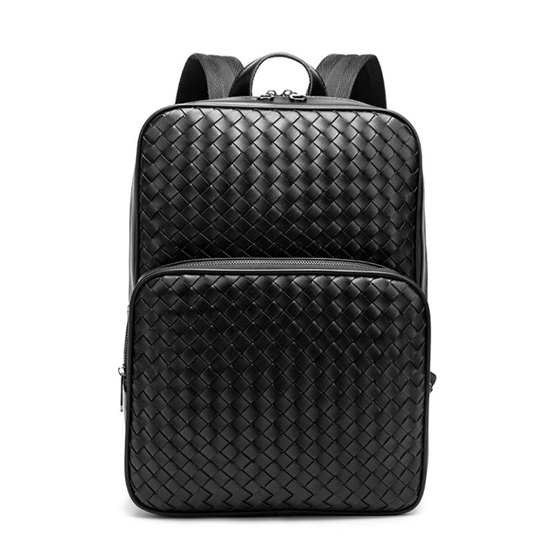 Wholesale Trendy Custom Woven Leather Backpack Designer Men College Book Bag Travel Laptop School Backpack
