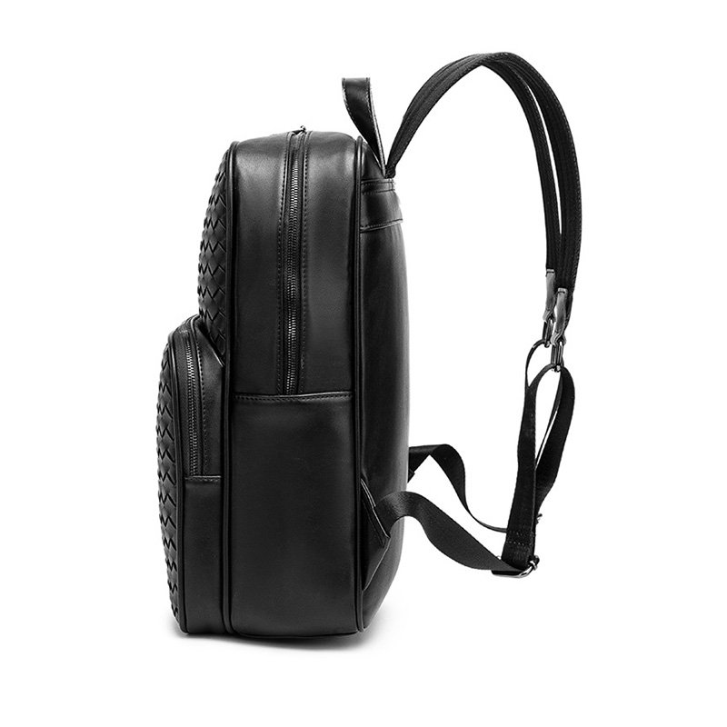 Wholesale Trendy Custom Woven Leather Backpack Designer Men College Book Bag Travel Laptop School Backpack