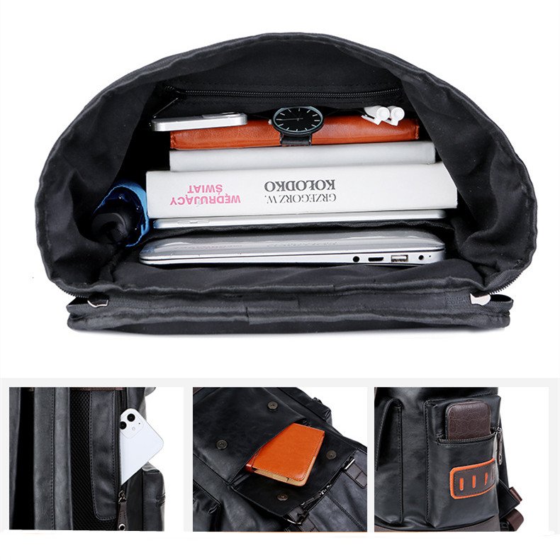Korean men's leisure bag leather laptop backpack fashion popular travel bagpack