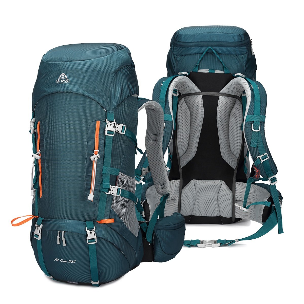 Aione Wholesale Stock 50L Outdoor Mountain Camping Back Pack Waterproof Hiking Backpack With Rain Cover