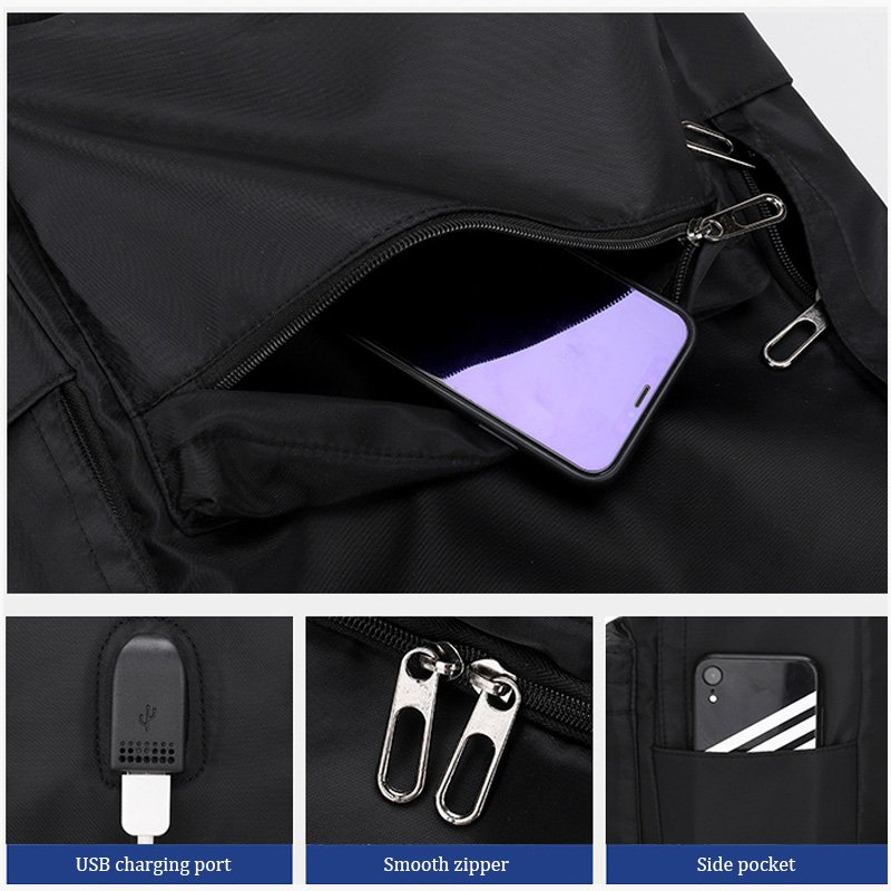 2024 New Wholesale Custom Printing Logo 14 inch USB charging men laptop bag Fashion Oxford School bags for boys